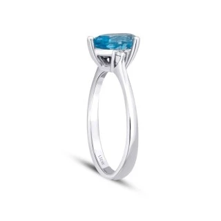 1.30 Karat Pırlanta Blue Topaz Yüzük - 2
