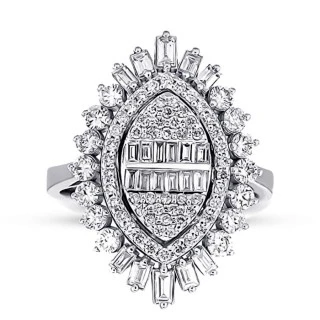 1.32 Karat Pırlanta Baget Yüzük - 1