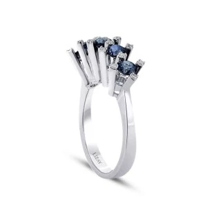 1.49 Karat Pırlanta Beştaş Safir Yüzük - 2