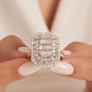 1.52 Karat Pırlanta Baget Yüzük - 1