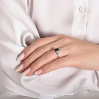 1.61 Karat Pırlanta Damla Safir Yüzük - 3