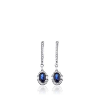 1.74 Karat Pırlanta Safir Küpe - 2