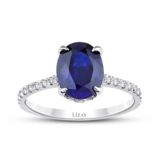 2.56 Karat Pırlanta Safir Yüzük - 1