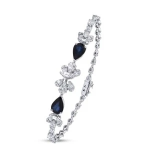 3.95 Karat Pırlantalı Safir Bileklik - 2