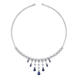 9.87 Karat Pırlanta Safir Gerdanlık - 1