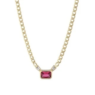 Altın Baget Renkli Taşlı Kolye - 2