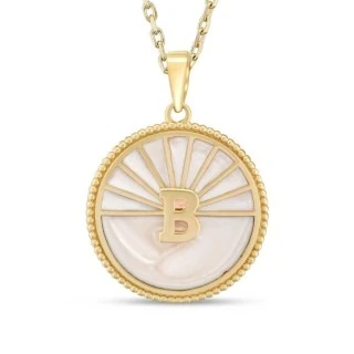 Altın Beyaz Mineli Harf Kolye - 2