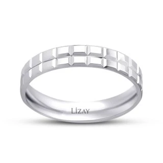 Altın Beyaz Modern Alyans - 1