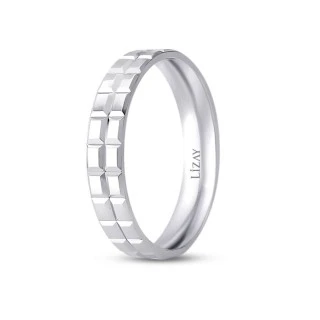 Altın Beyaz Modern Alyans - 2