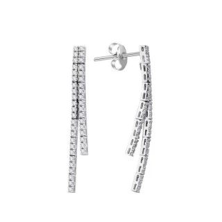 Altın Çift Taşlı Su Yolu Küpe - 1