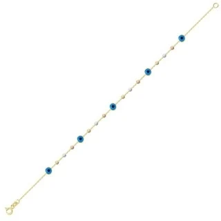 Altın Nazar Boncuklu Top Bileklik - 1