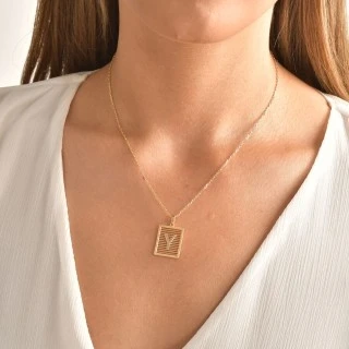 Altın Tablo Harf Kolye - 4