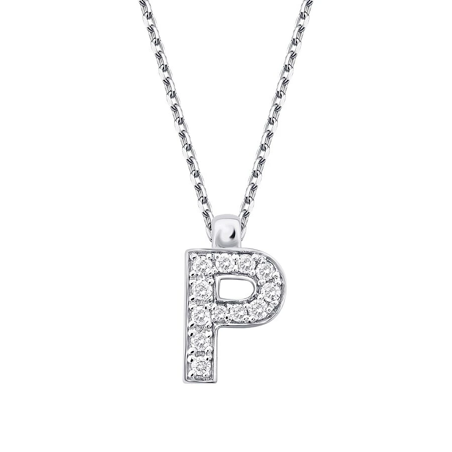 0.06 Karat Pırlanta P Harf Kolye - 2