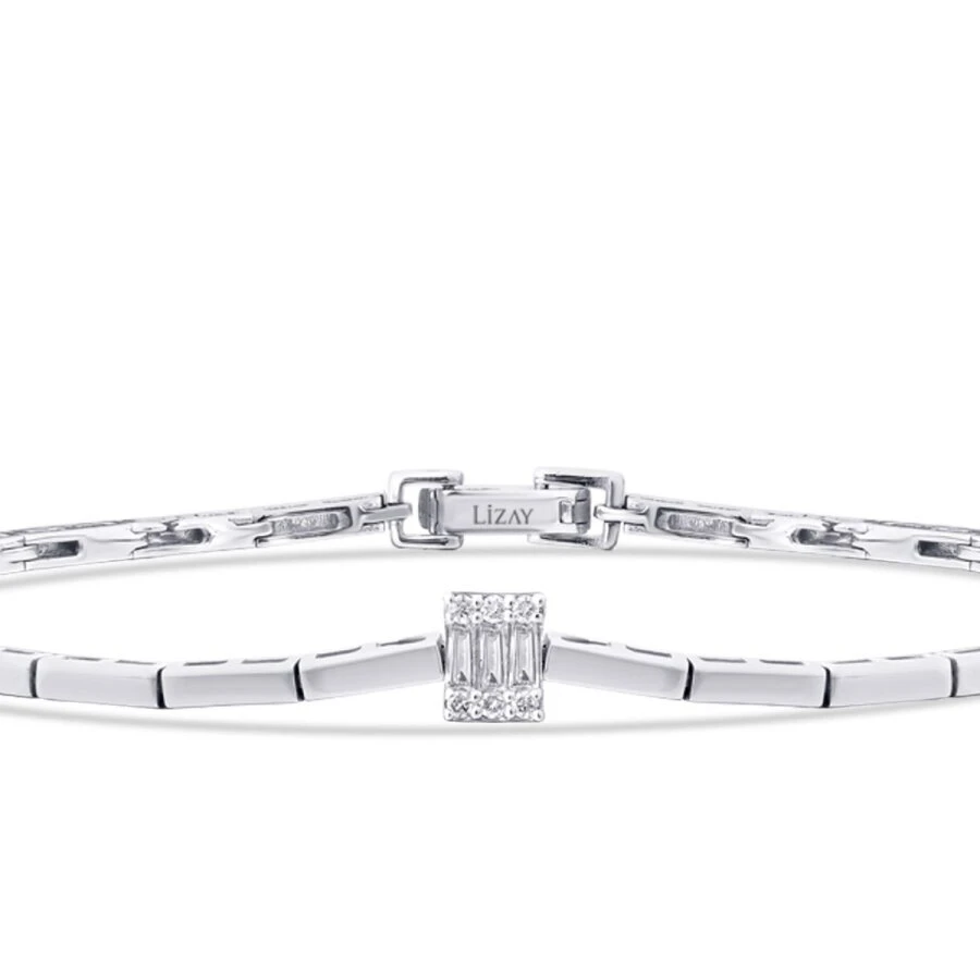 0.10 Karat Pırlanta Baget Taşlı Bileklik - 2