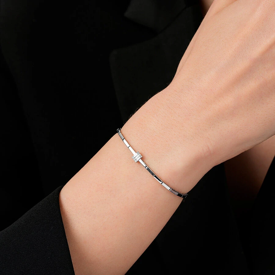 0.10 Karat Pırlanta Baget Taşlı Bileklik - 3