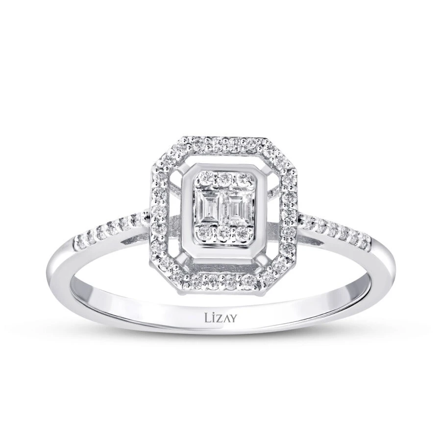 0.19 Karat Pırlanta Baget Yüzük - 1