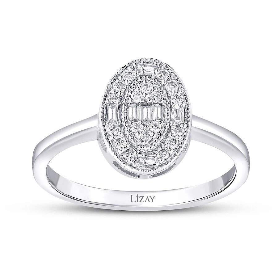 0.19 Karat Pırlanta Oval Baget Trend Yüzük - 1