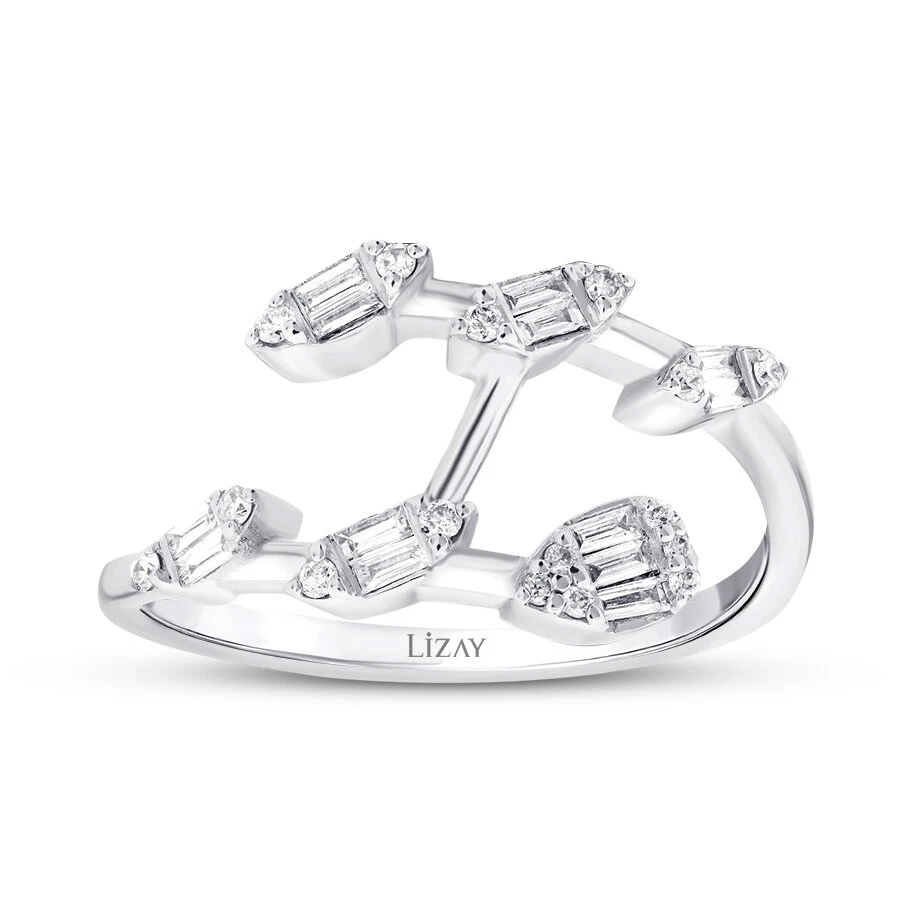 0.21 Karat Pırlanta Baget Taşlı Trend Yüzük - 1