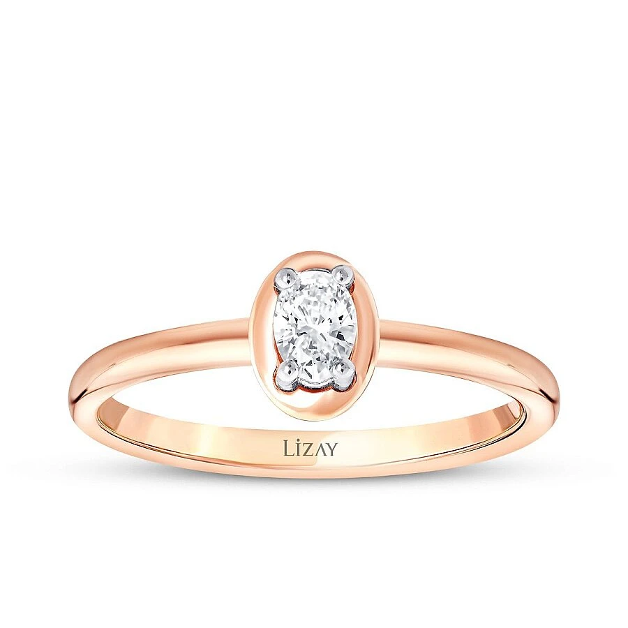 0.26 Karat Pırlanta Oval Tektaş Yüzük - 1