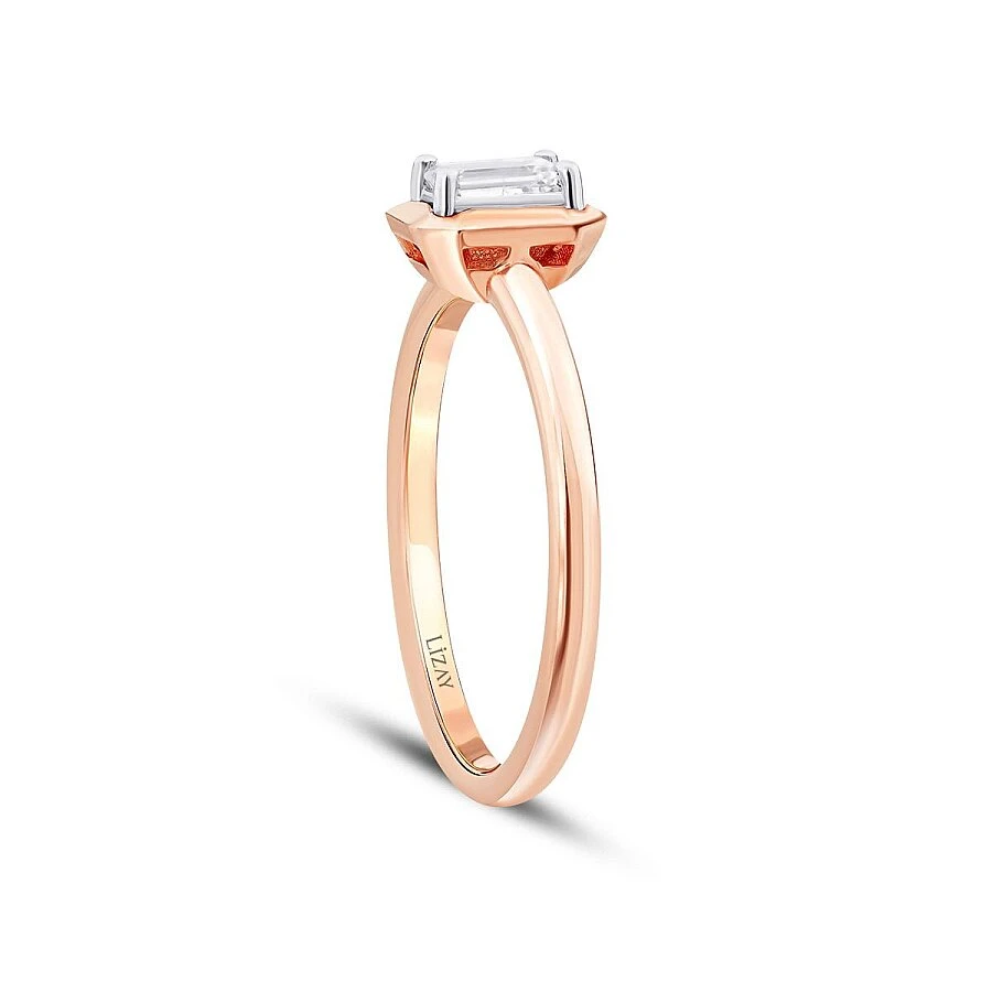 0.30 Karat Pırlanta Emerald Tektaş Yüzük - 2