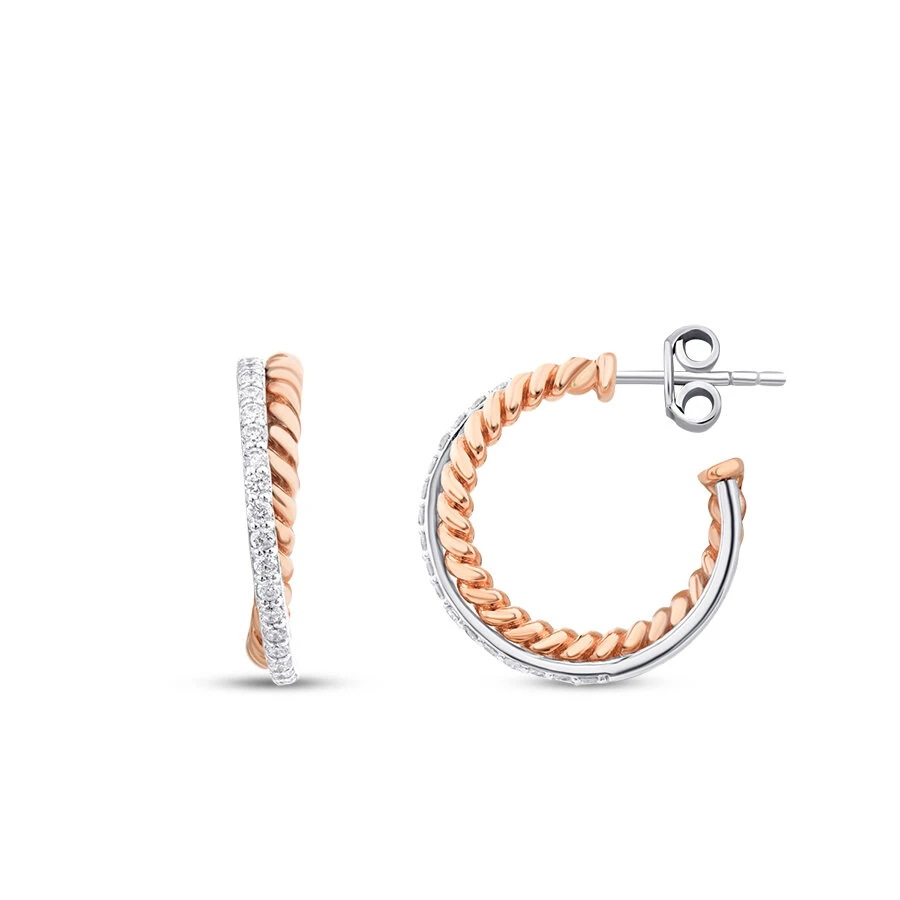 0.30 Karat Pırlanta İki Renkli Trend Küpe - 1