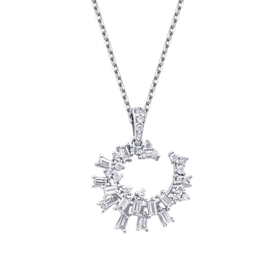 0.34 Karat Pırlanta Trend Baget Kolye - 2