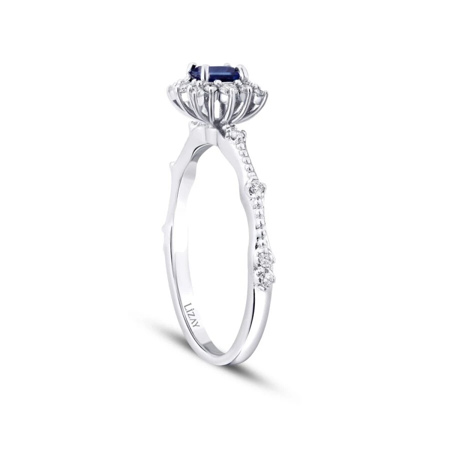 0.47 Karat Pırlanta Safir Yüzük - 2