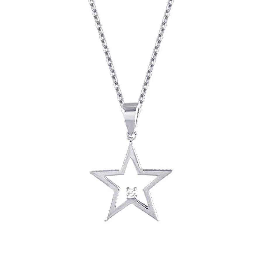 0.01 Karat Pırlanta Trend Yıldız Kolye - 2