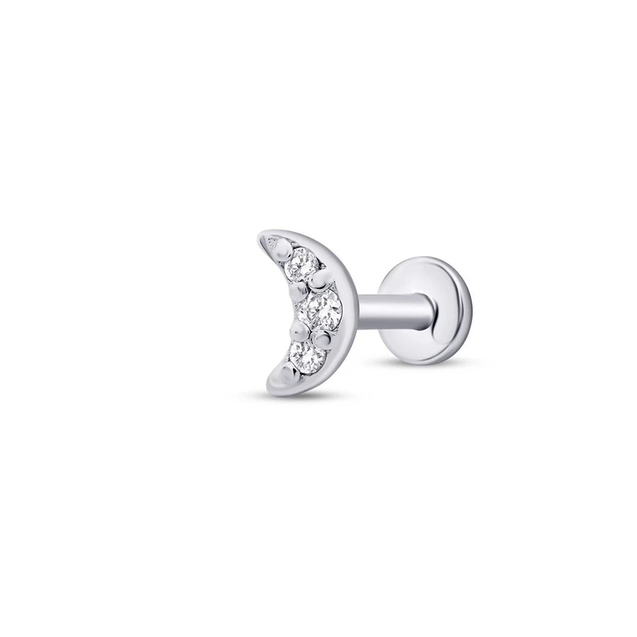 0.02 Karat Pırlanta Ay Tragus Küpe - 2