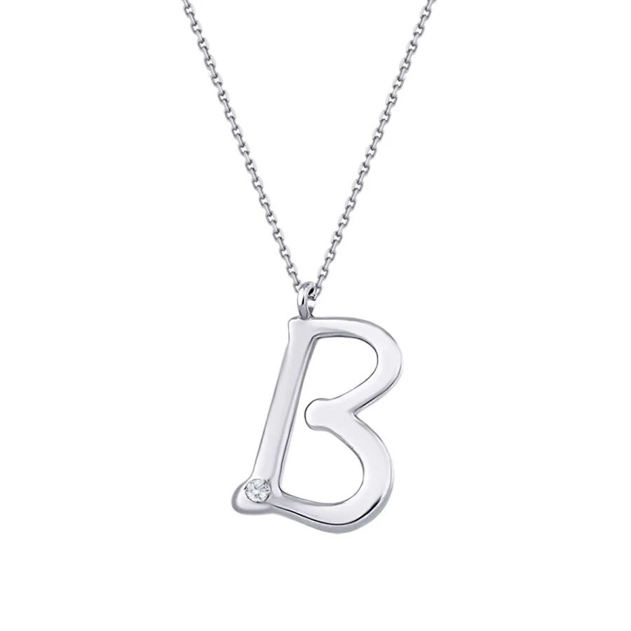 0.02 Karat Pırlanta B Harf Kolye - 4