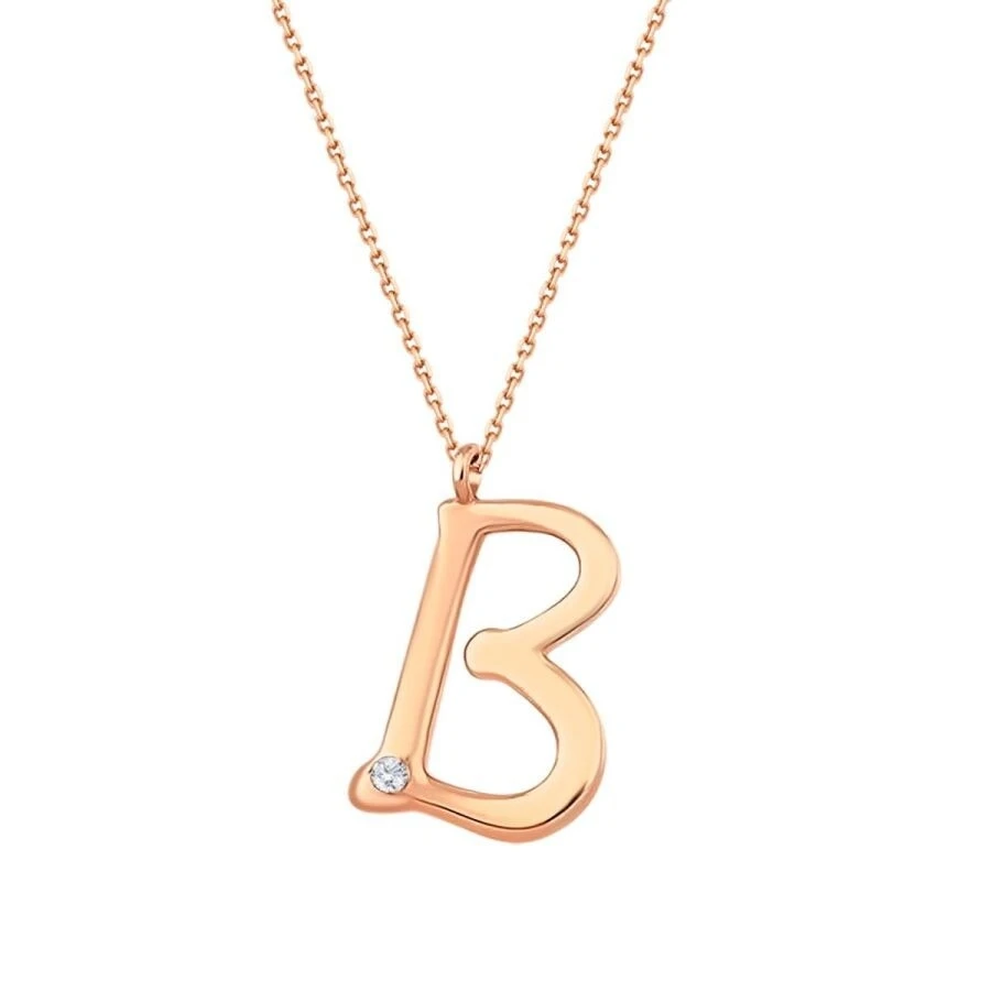 0.02 Karat Pırlanta B Harf Kolye - 2