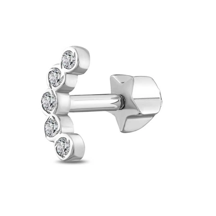 0.02 Karat Pırlanta Beş Taşlı Tragus Küpe - 2