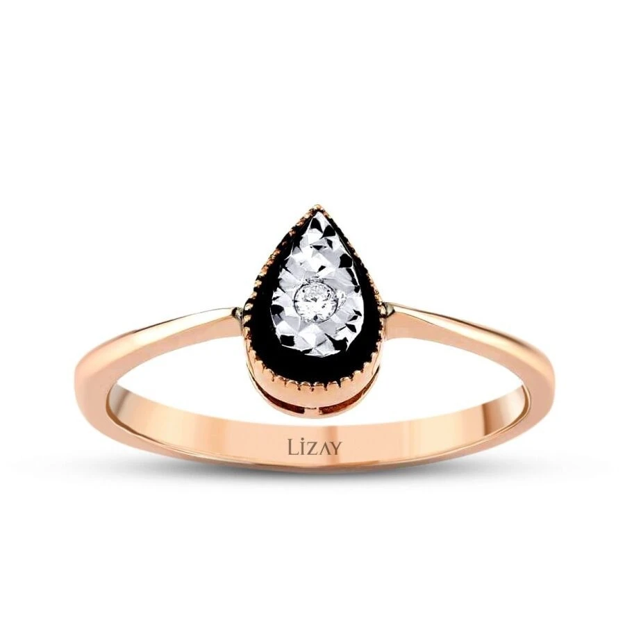 0.02 Karat Pırlanta Damla Trend Yüzük - 1