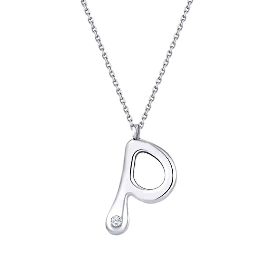 0.02 Karat Pırlanta P Harf Kolye - 4