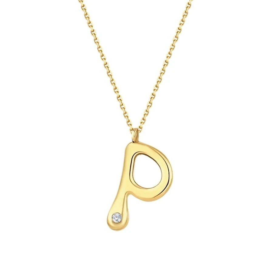 0.02 Karat Pırlanta P Harf Kolye - 2