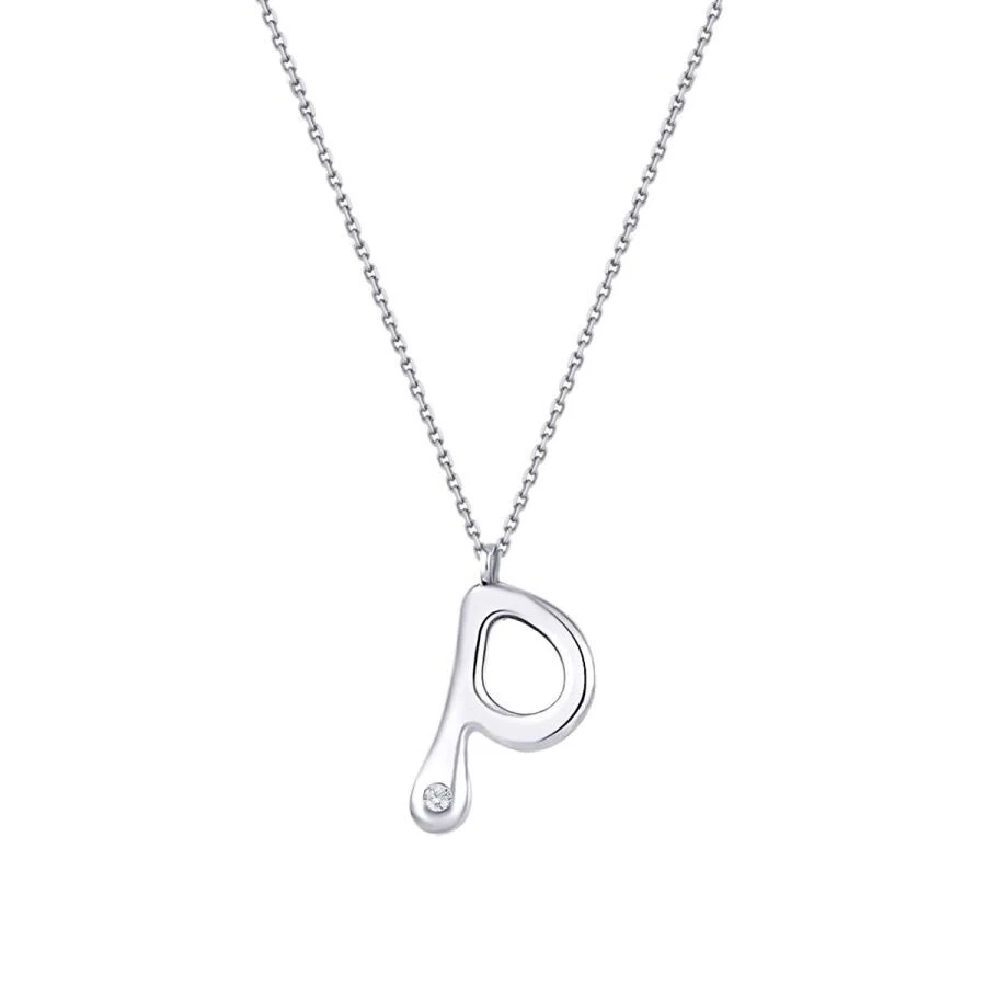 0.02 Karat Pırlanta P Harf Kolye - 3