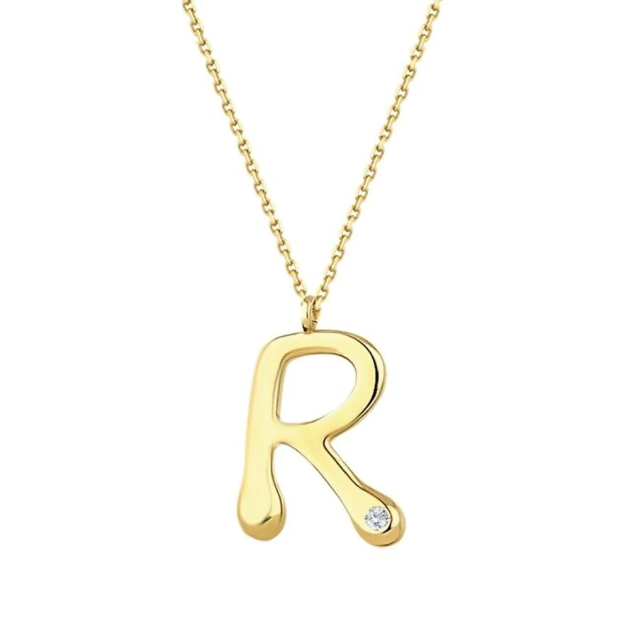 0.02 Karat Pırlanta R Harf Kolye - 2