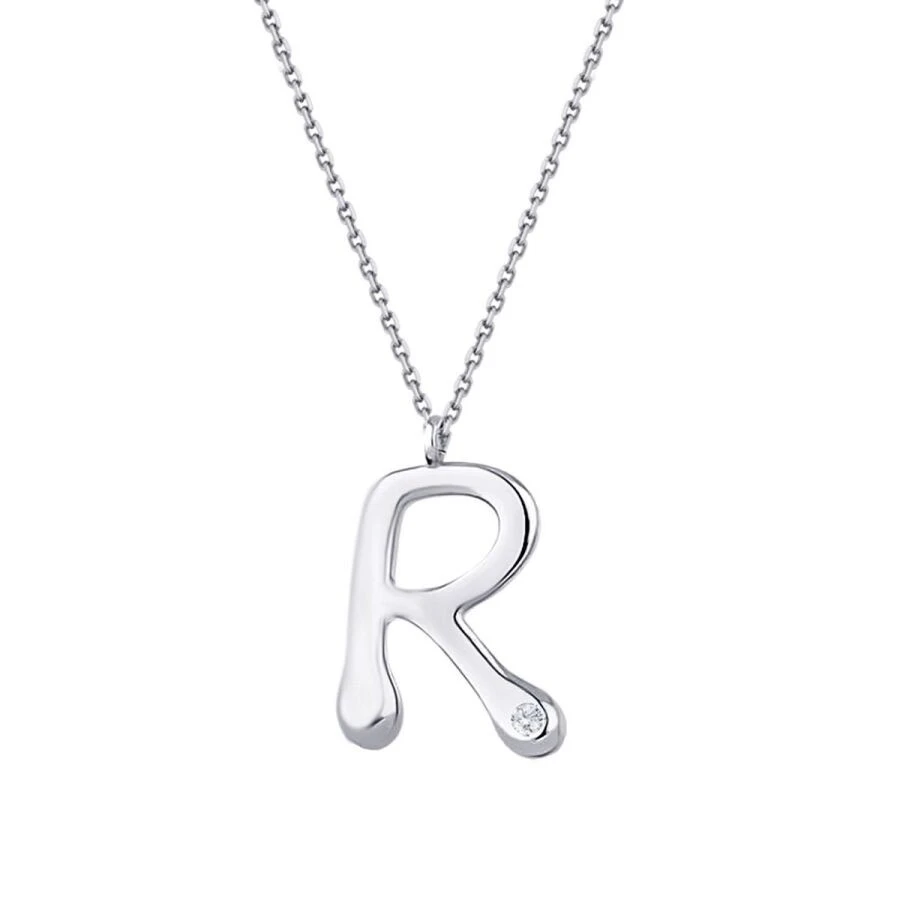 0.02 Karat Pırlanta R Harf Kolye - 4