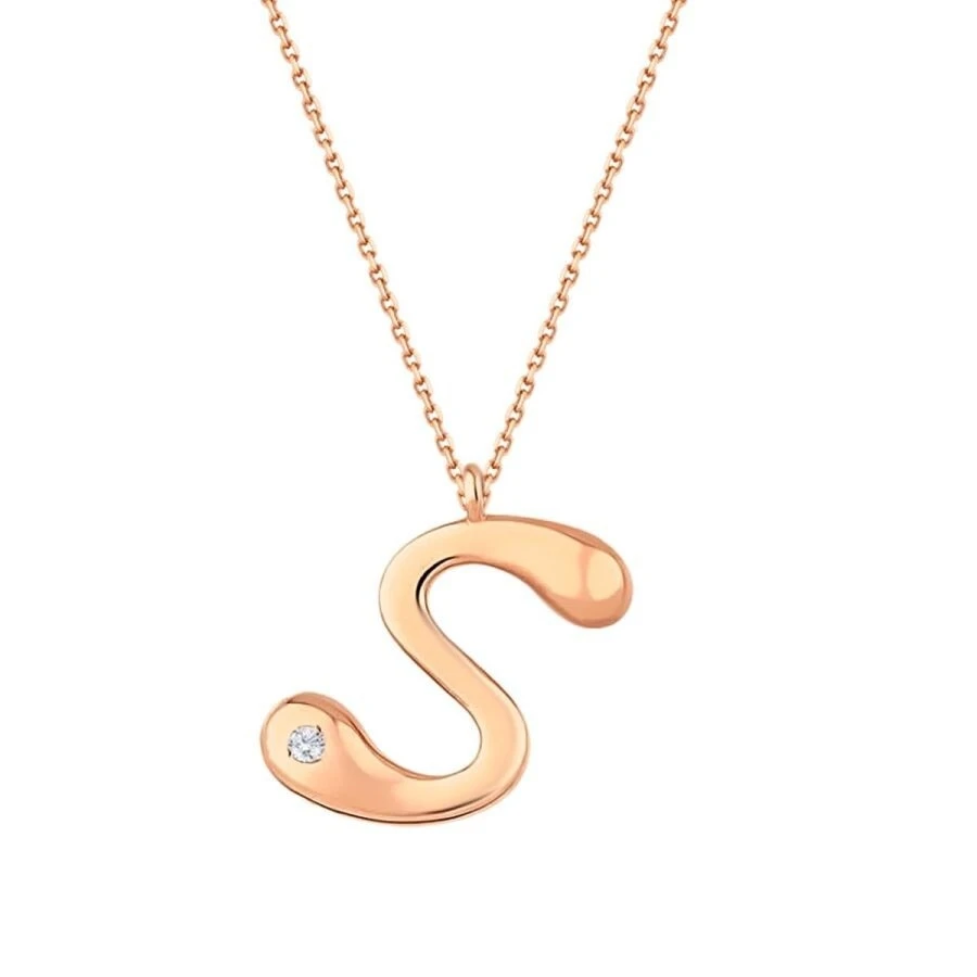 0.02 Karat Pırlanta S Harf Kolye - 2