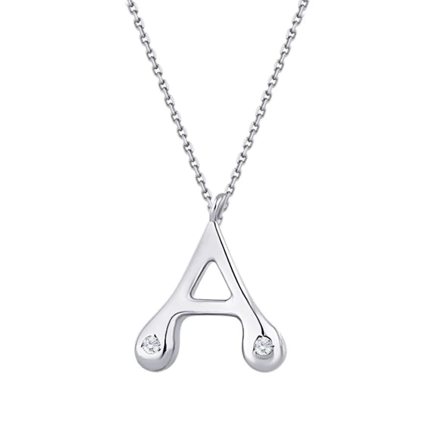 0.04 Karat Pırlanta A Harf Kolye - 4