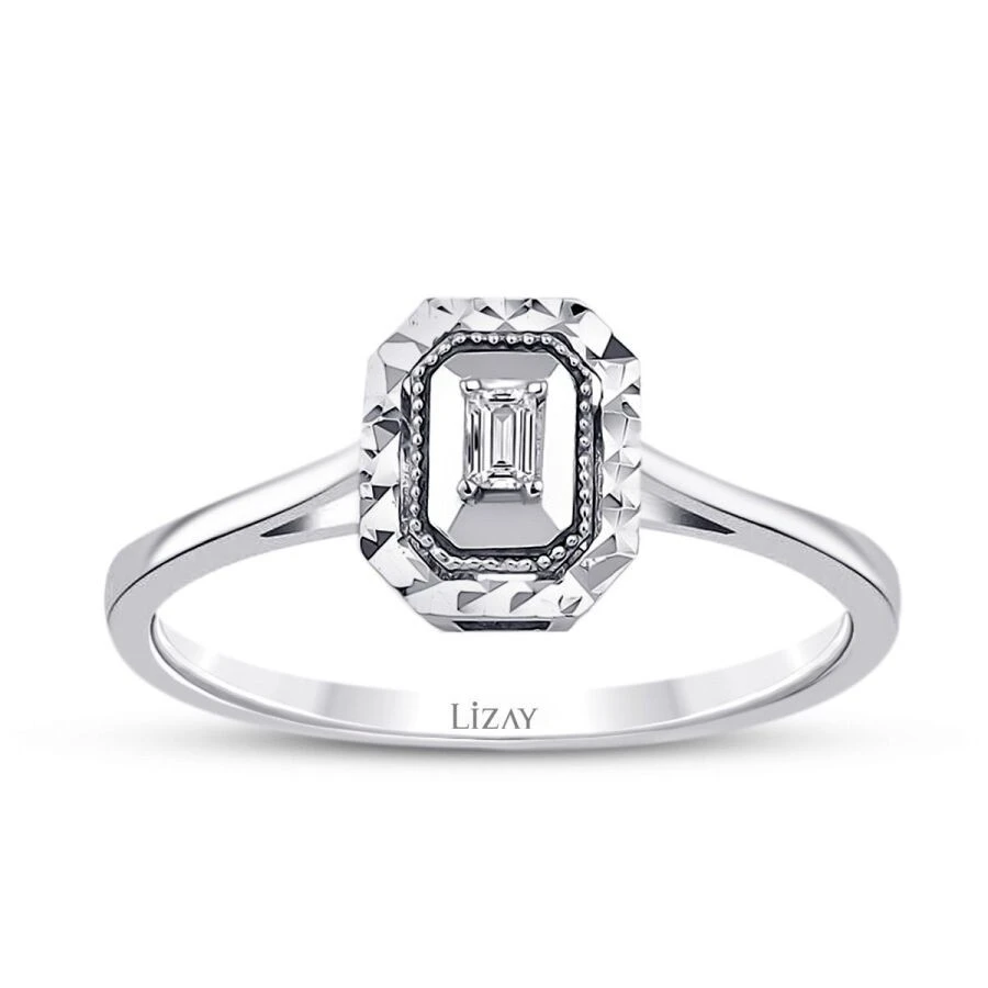 0.04 Karat Pırlanta Baget Yüzük - 1