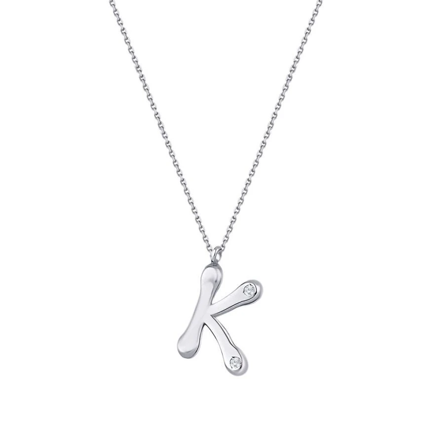 0.04 Karat Pırlanta K Harf Kolye - 4