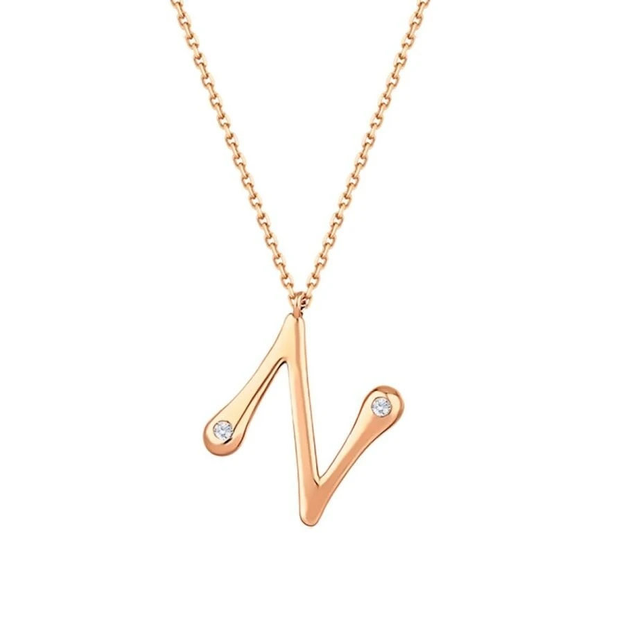 0.04 Karat Pırlanta N Harf Kolye - 2
