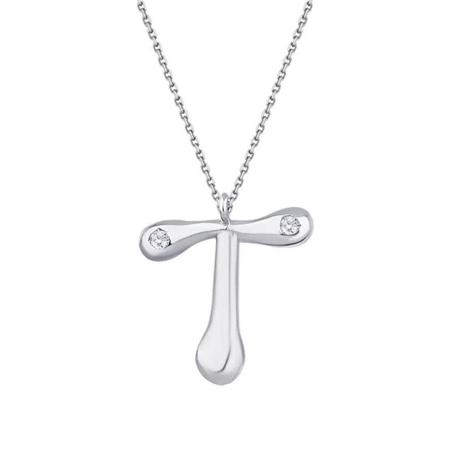 0.04 Karat Pırlanta T Harf Kolye - 4