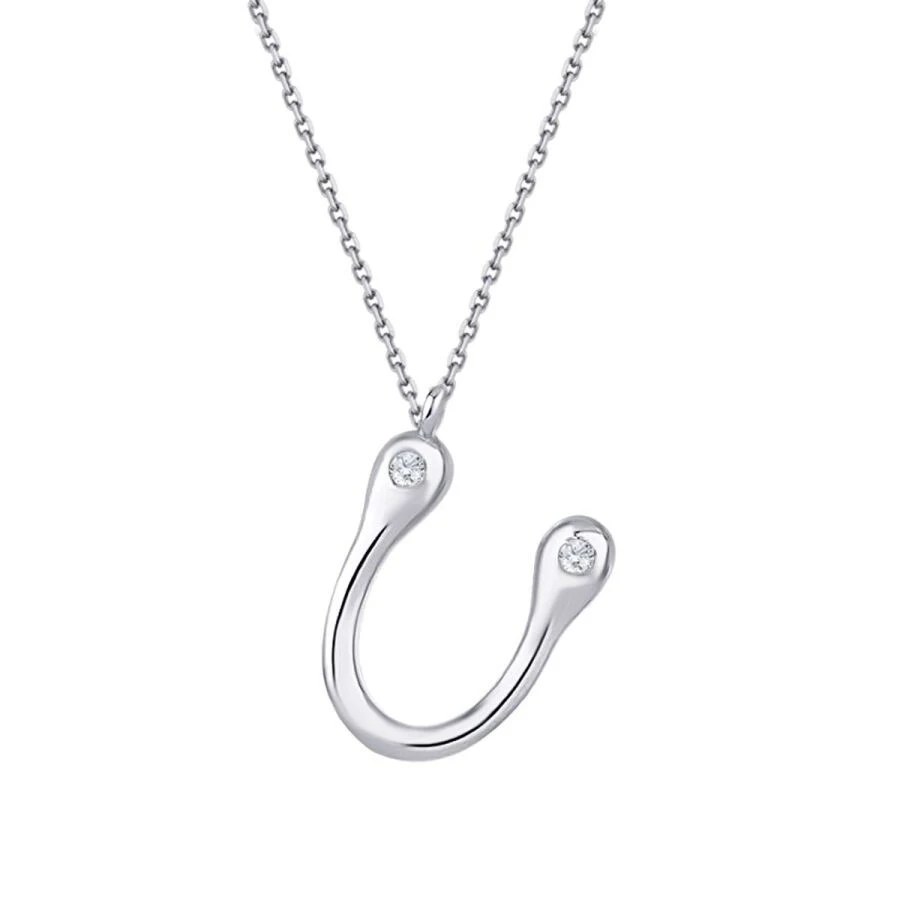 0.04 Karat Pırlanta U Harf Kolye - 4