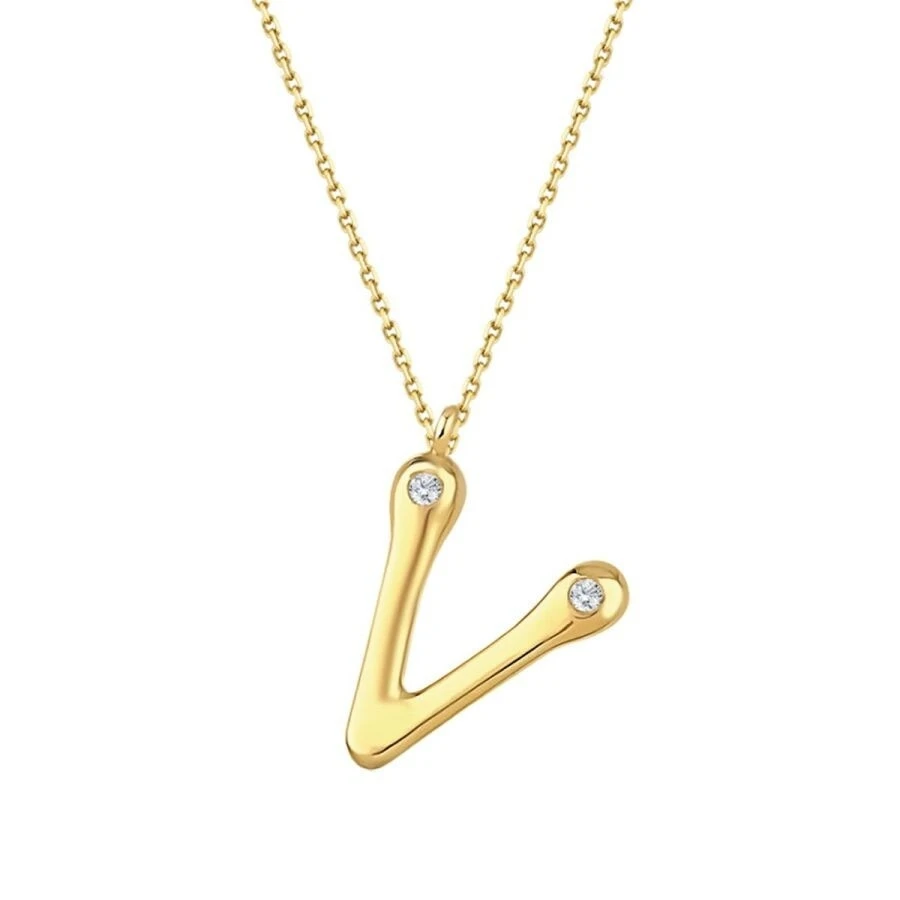 0.04 Karat Pırlanta V Harf Kolye - 2