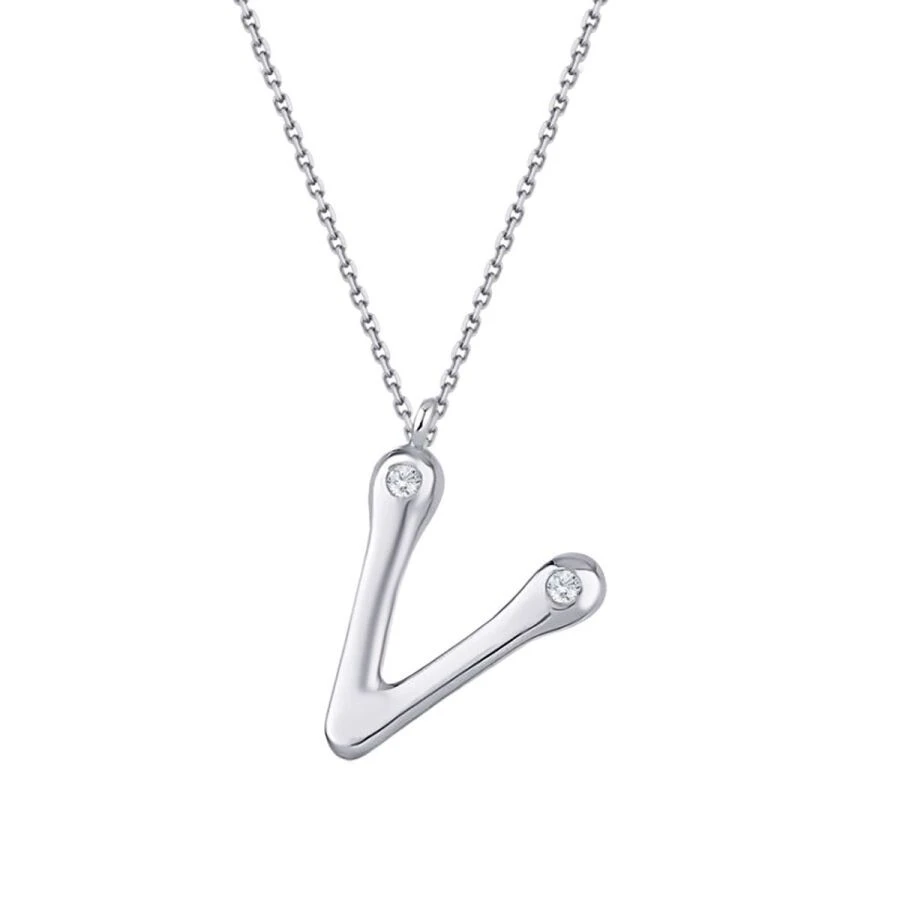 0.04 Karat Pırlanta V Harf Kolye - 4