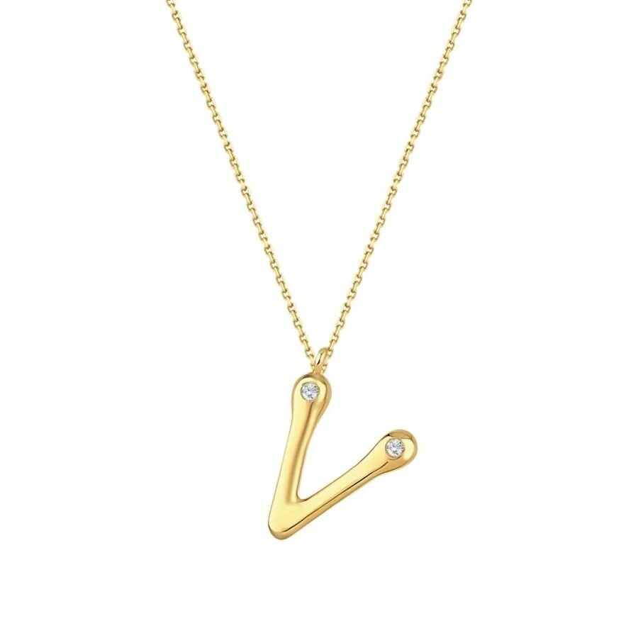 0.04 Karat Pırlanta V Harf Kolye - 1