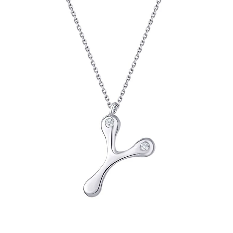 0.04 Karat Pırlanta Y Harf Kolye - 4