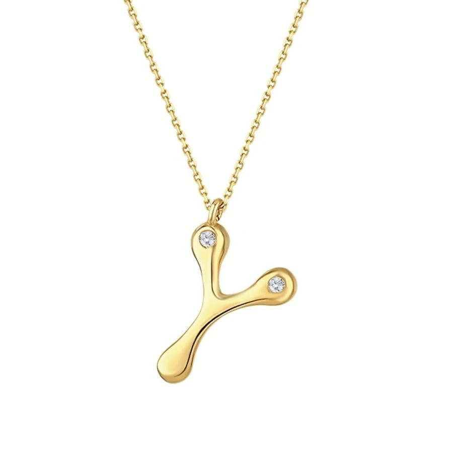 0.04 Karat Pırlanta Y Harf Kolye - 2